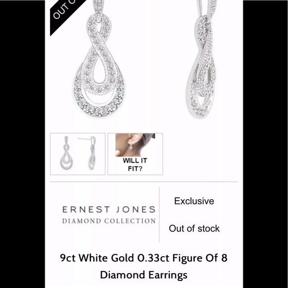 9ct White Gold Diamond Earrings - Picture 2 of 2